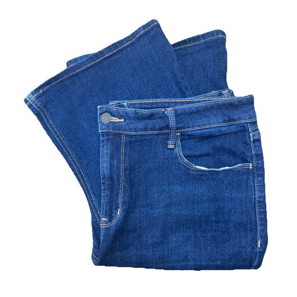 Old Navy Jeans Womens Sz 14 High Rise Flare Stretch Denim Dark Wash Pants - Picture 1 of 9